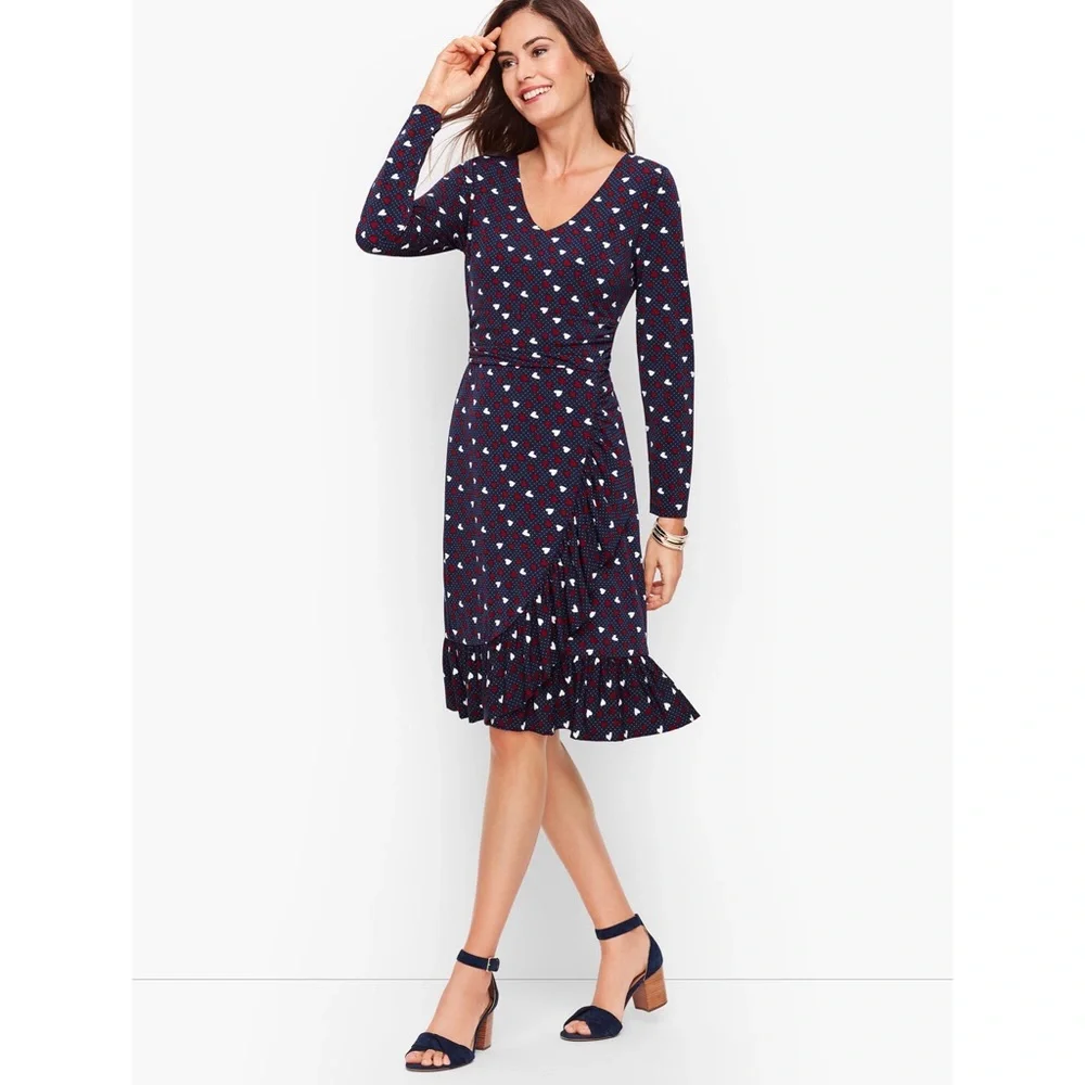 TALBOTS NWT Heart Print A-Line Jersey Sheath Dress 2 - Picture 13 of 15